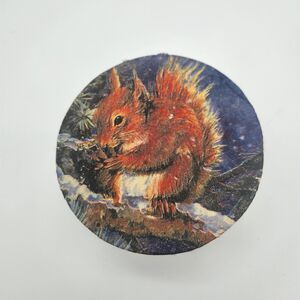 Squirrel Decoupauge 4.5 Inch Round Trinket Box With Lid